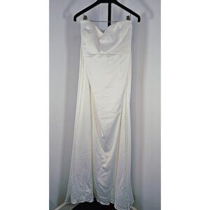 Torrid Satin Strapless Wedding Plus Size Dress-White-SZ 20